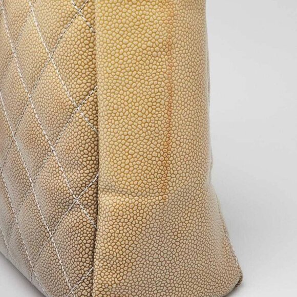 Chanel Beige Quilted Patent Caviar Leather Petite Reissue Shopping Tote Bag - Picture 11 of 12